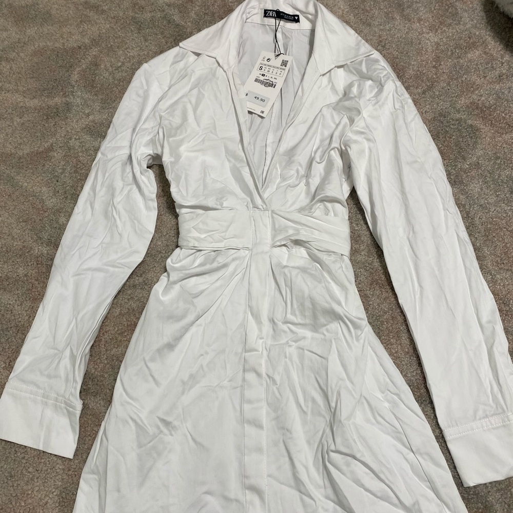 Zara long sleeve white dress